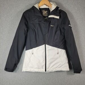 Wedze Decathlon Piste 180 Ski Jacket  XS Black White Waterproof Hooded Snow Coat